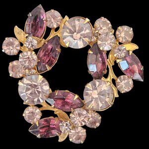 Vintage Lavender & Purple Rhinestone Brooch Pin